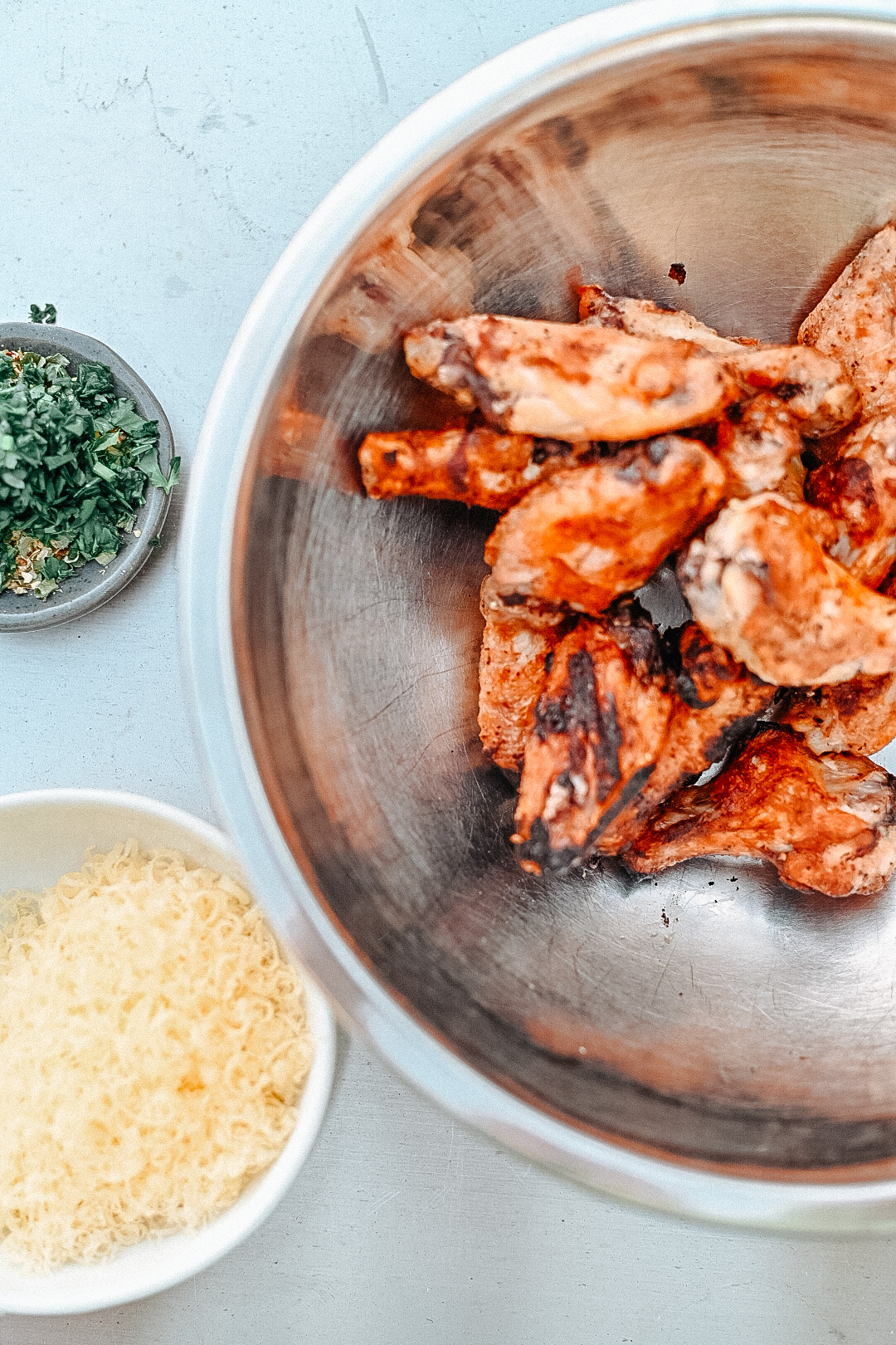 Grilled Pizza Chicken Wings - that's what she eats.