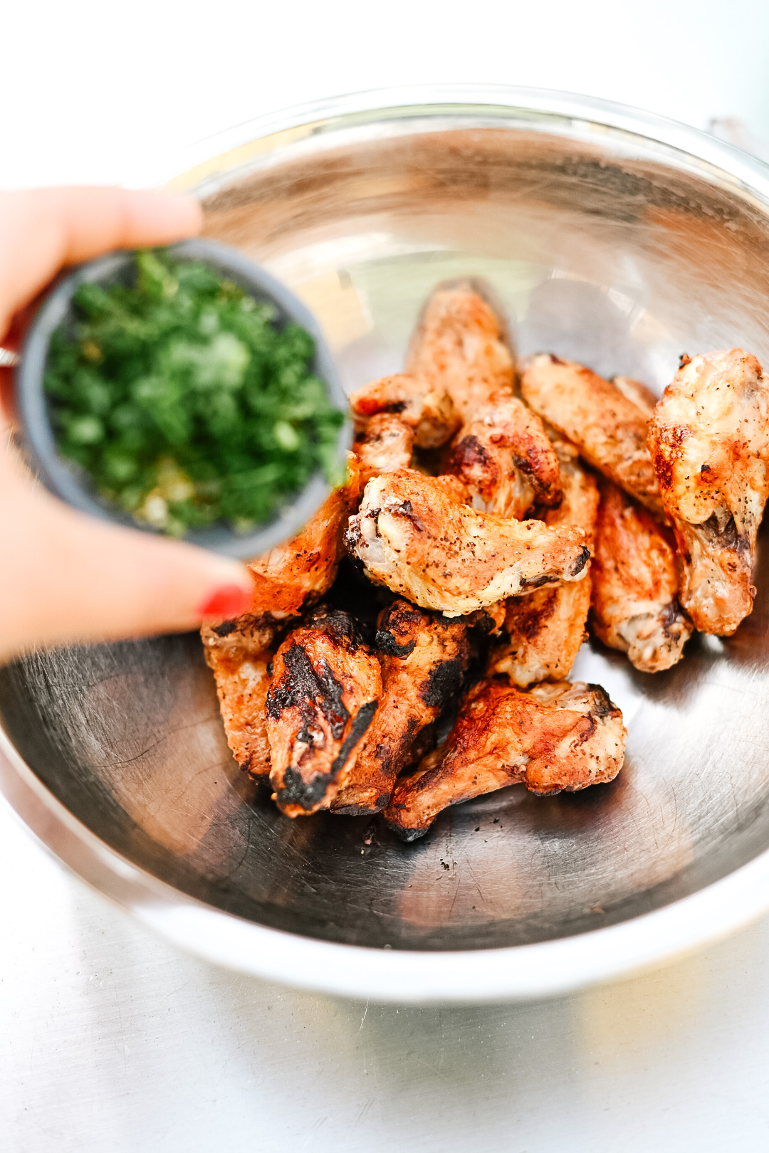 Grilled Pizza Chicken Wings - that's what she eats.